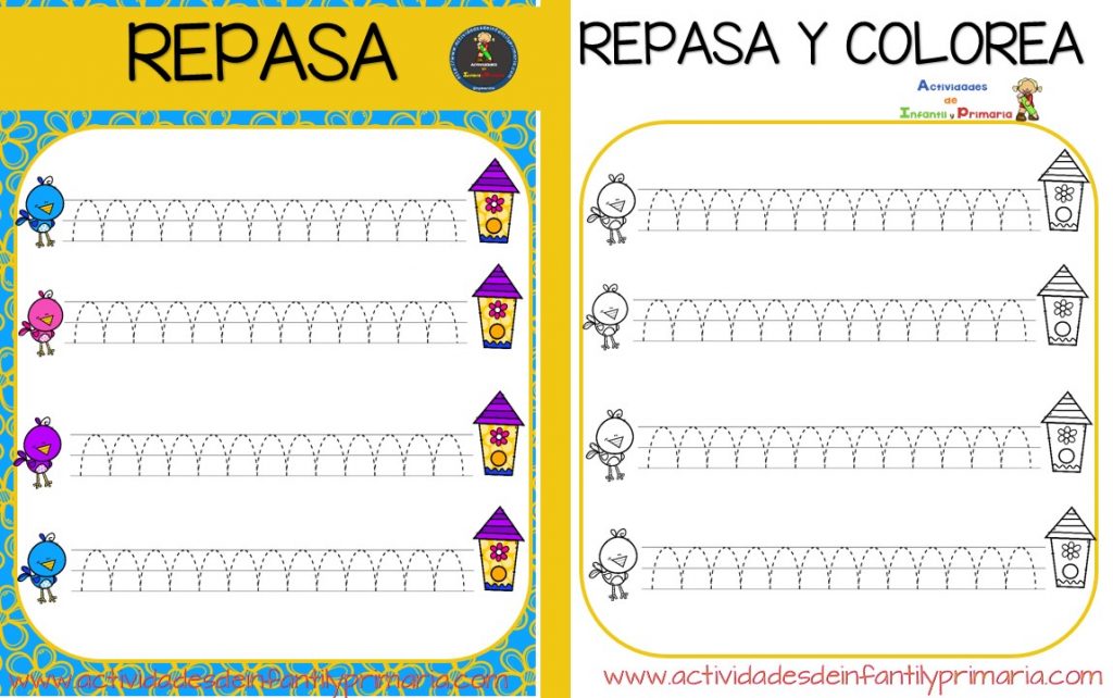 Fichas Grafomotricidad Repasa Y Colorea