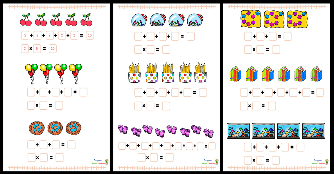 Iniciación a la multiplicación Relación entre sumas y multiplicaciones