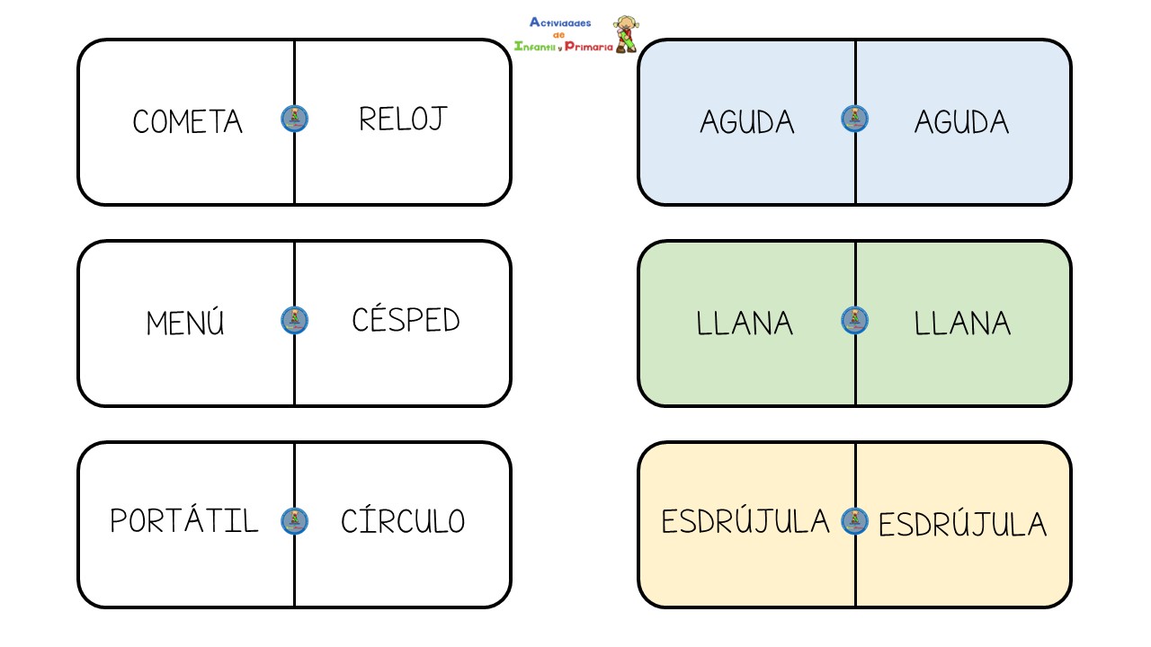 dominó palabras aguda llana esdrújula 5