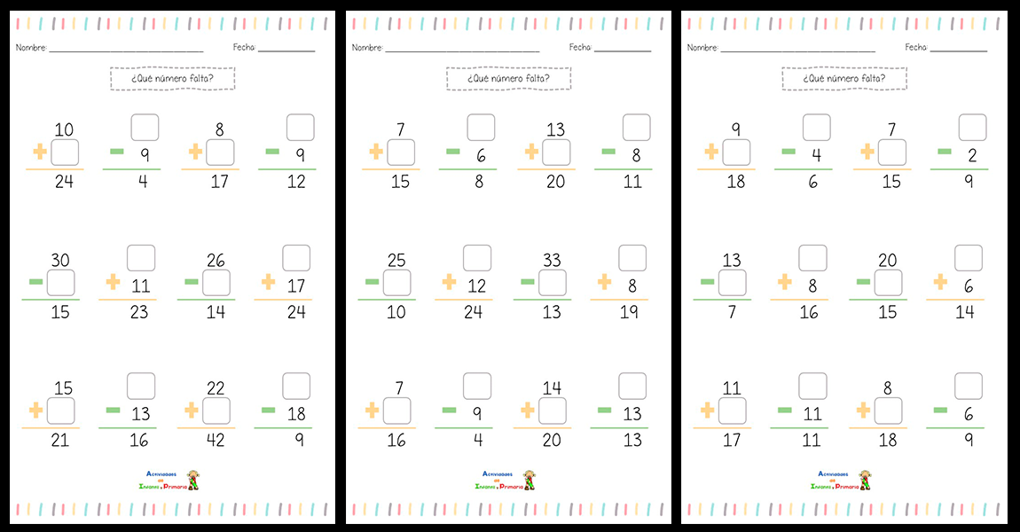 Sencillas Sumas Y Restas Qu N Mero Falta