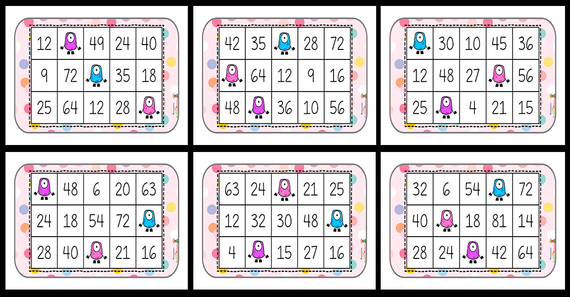 Tarjetas De Bingo De Multiplicaci N Para Productos Del Al Desbrave